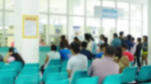 Blurred image of people waiting  Stock Footage 76768018