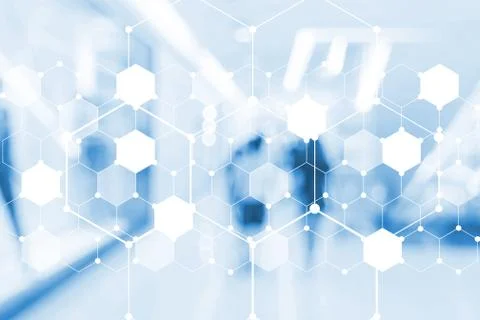 Blurred image of polygon and abstract people background for technology concep Foto stock