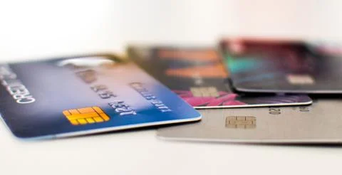 Blurred images of credit card, stack overlapping Foto stock