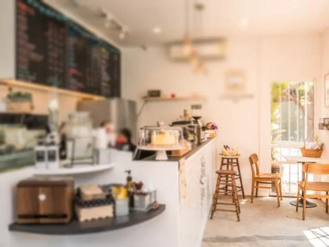 Blurred inside of coffee shop Stock Photos