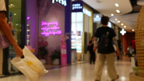 Blurred inside shopping mall interior. Stock Footage 314551048