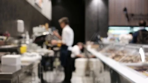 Blurred interior of the cafe bar Video stock 88101298