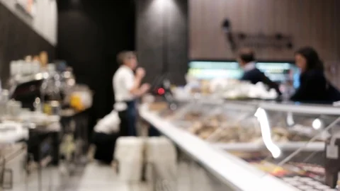 Blurred interior of the cafe bar Video stock 90486073