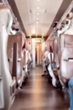 Blurred interior of modern train cabin Stock Photos