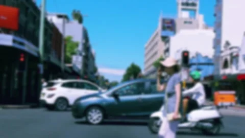 Blurred Intersection POV Waiting at Traffic Lights Stock Footage 324945208