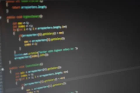 Blurred java code screen Stock Photos