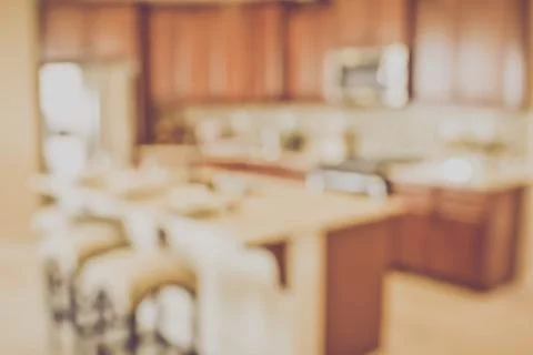 Blurred Kitchen with Retro Instagram Style Filter Stock Photos