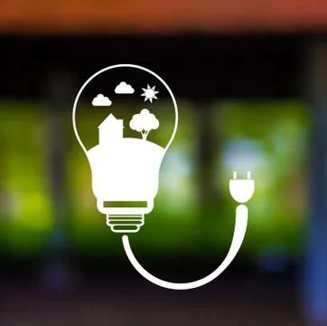 Blurred landscape.Energy saving digital design In light bulbs are energy-savi Stock Illustration