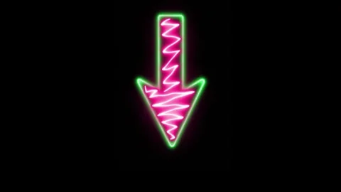 Blurred large arrow icon in stylized neon glowign hand drawn effect Stock-Footage 317231516