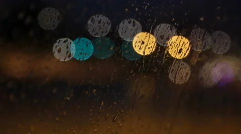 Blurred light at night while it's raining. The Seine, Paris. Stock-Footage 56530105