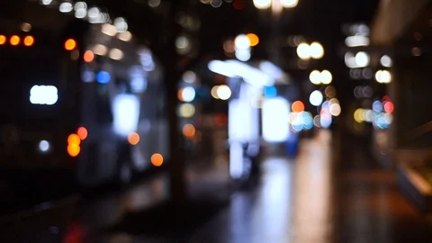 Blurred Lights - Bus Driving Away Stock Footage 101566359