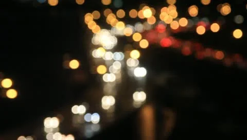 Blurred lights of night traffic during rush hour Stock Footage 11239609