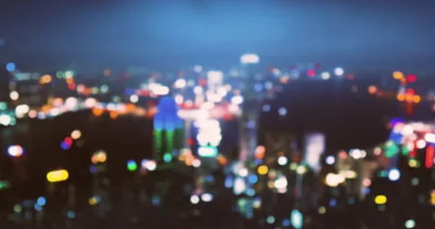 From blurred lights to sharp, peak Victoria, Hong Kong Stock Footage 150520268