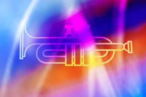 Blurred lined Abstract rainbow backgrounds with trumpet Stock Illustration