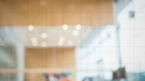 Blurred lobby in flat design is showing grid overlay with stock rates for Stock Photos