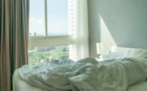 Blurred The luxury bedroom that opens a window Stock Photos