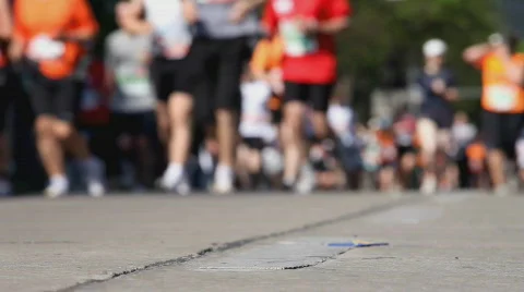 Blurred marathon runners Stock Footage 369956