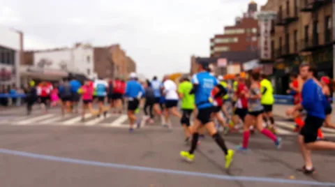 Blurred Marathon Runners Stock Footage 56661061
