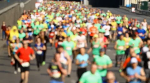 Blurred mass of marathon people runners Stock Footage 59732841