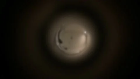 Blurred motion background peephole door viewer technician use ladder fix light 库存影片 186896201