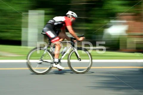 Blurred motion bicycle race Stock Photos