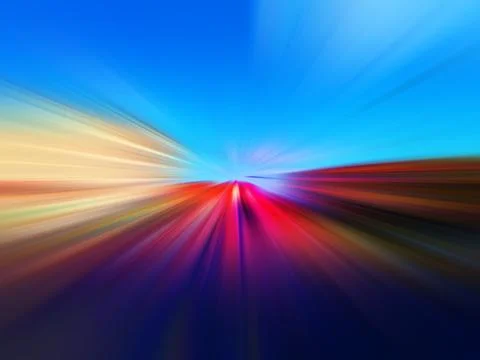 Blurred motion road Sunset and clear blue sky. Beautiful abstract background Stock Illustration