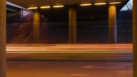 Blurred motion under the bridge Stock Photos