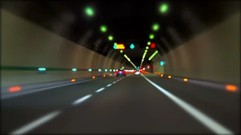 Blurred motion video of Light and cars in a Highway tunnel Stock-Footage 123802033