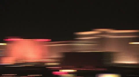 Blurred Motion View of Las Vegas Skyline at Night Video stock 18983784