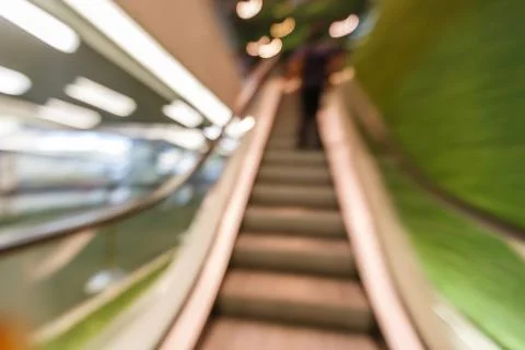 Blurred moving escalator Stock Photos
