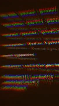 Blurred multicolor RGB code text with glitch distortion effects, creating a.. Stock Illustration