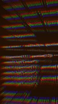 Blurred multicolor RGB code text with glitch distortion effects, creating a.. Illustrazione stock