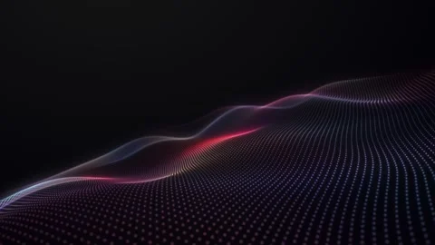 Blurred multicolored dotted wave landscape, glowing pink purple particle re.. Stock Footage 335242649