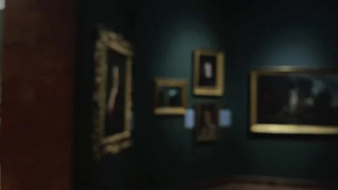 Blurred museum gallery interior, art history and culture Stock Footage 197077912
