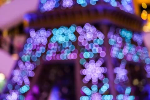 Blurred muticolor of eiffel model has blue purple brown aqua red color Stock Photos