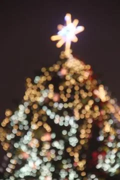 Blurred New Year tree Stock Photos