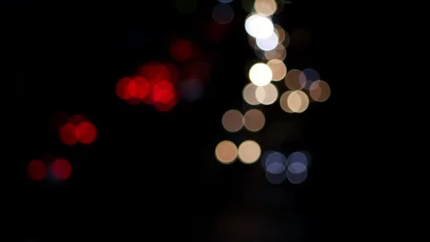 Blurred night traffic car lights on a busy street Stock Footage 313521906