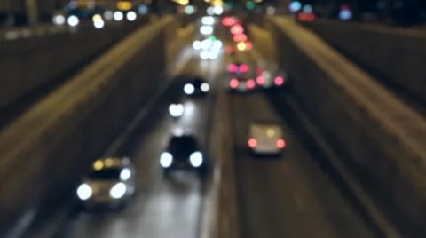 Blurred night traffic scene in Barcelona. Stock Footage 59351909