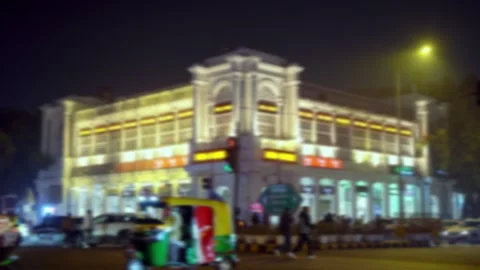 Blurred Night View of Connaught Place, New Delhi Vídeos de archivo 327905816