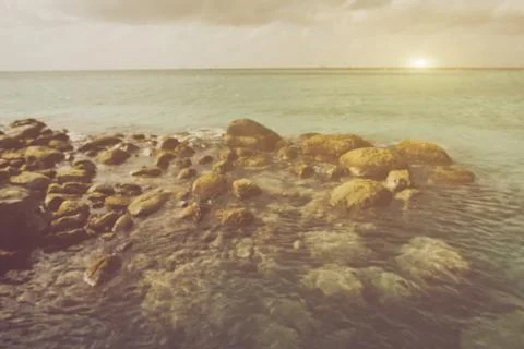 Blurred Ocean Background with Instagram Style Filter Stock Photos