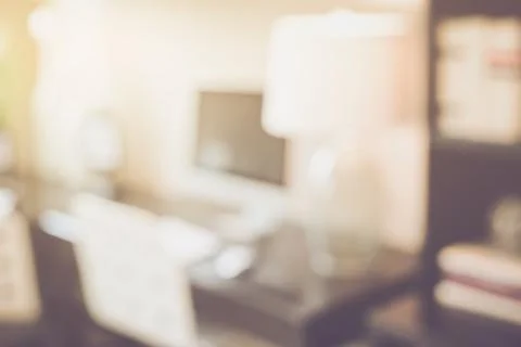 Blurred Office with Computer applying Retro Instagram Style Filter 스톡 사진