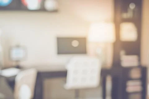 Blurred Office with Computer applying Retro Instagram Style Filter Foto stock