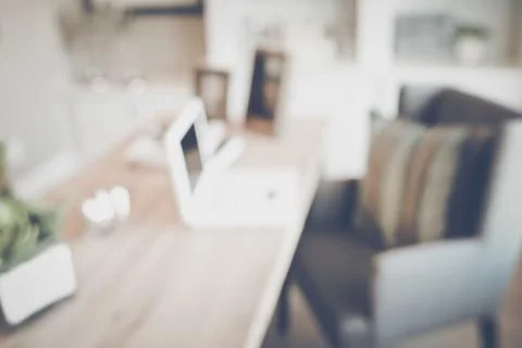 Blurred Office with Computer applying Retro Instagram Style Filter Foto stock