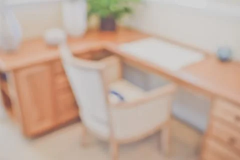 Blurred Office with Computer applying Retro Instagram Style Filter Foto stock