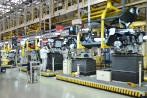 Blurred or defocused background of Car Assembly line production, Industrial Stock Photos