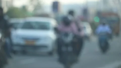 Blurred Or Defocused View Of Vehicles Running On Indian City Road Traffic Stock Footage 149947405