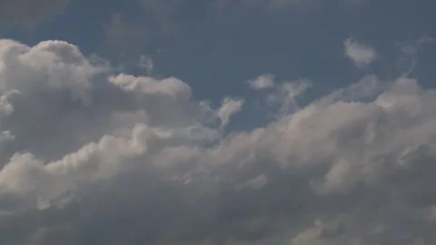 Blurred, out-of-focus mass of textured white cumulus clouds in blue sky with  Video stock 319221855