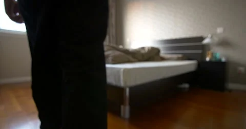 Blurred out Scene of Man Making a Bed Stock Footage 51317747