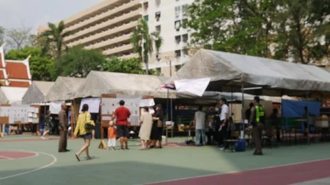 Blurred outdoor voting polling station area Stock-Footage 329435257