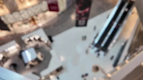 Blurred overhead view of a modern shopping mall in Shenzhen, China. Stock Footage 287001044
